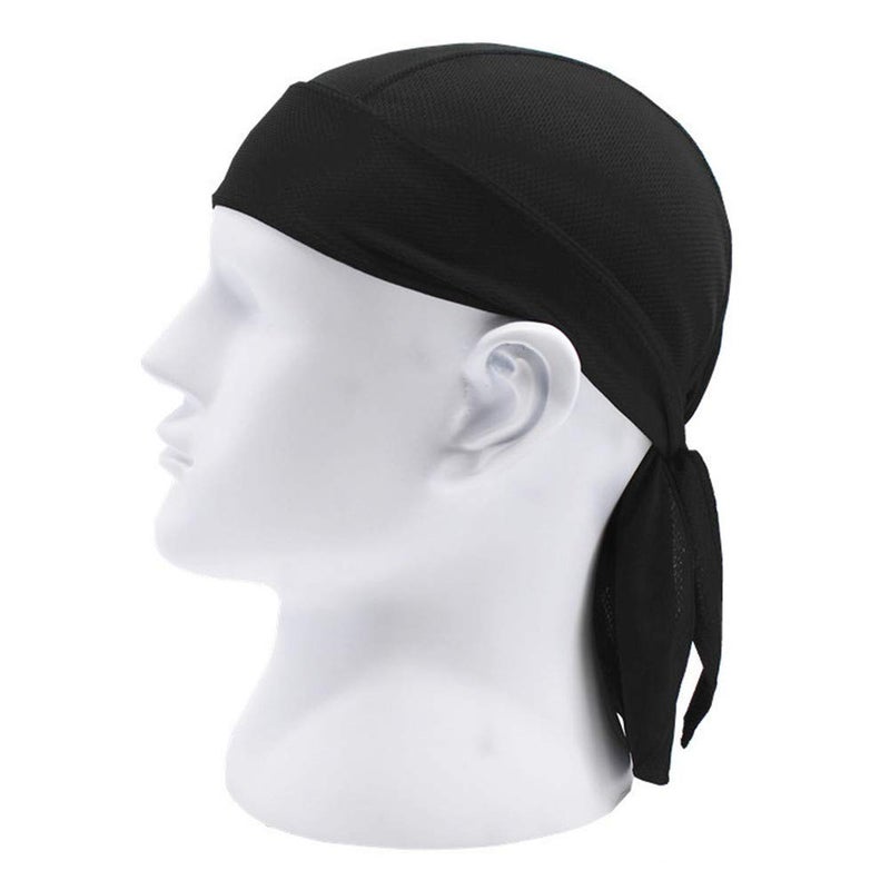 GUIFIER 4 Pack Do Rag/Dew Rag Sweat Wicking Skull Cap Priate Hat Motorcycle Head Wrap Running Beanie Durags Pirate Hat Bandana for Men Women - Black - Image 2